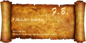 Fábián Benke névjegykártya